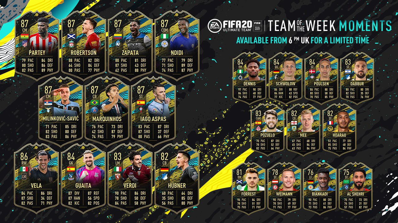 Toutes les TOTW sur FUT 20