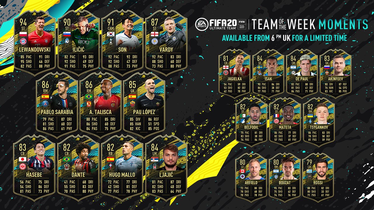 Toutes les TOTW sur FUT 20