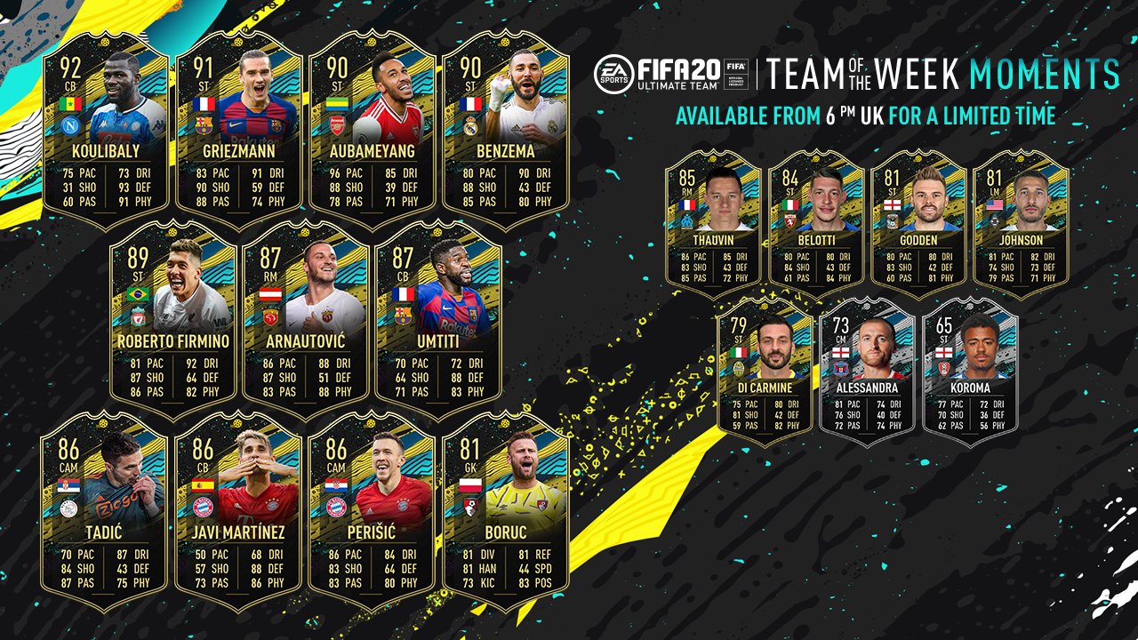 Toutes les TOTW sur FUT 20