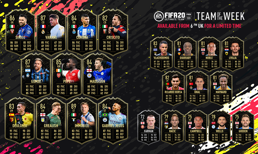 Toutes les TOTW sur FUT 20