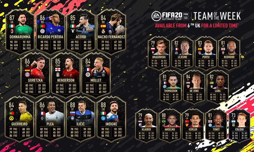 Toutes les TOTW sur FUT 20