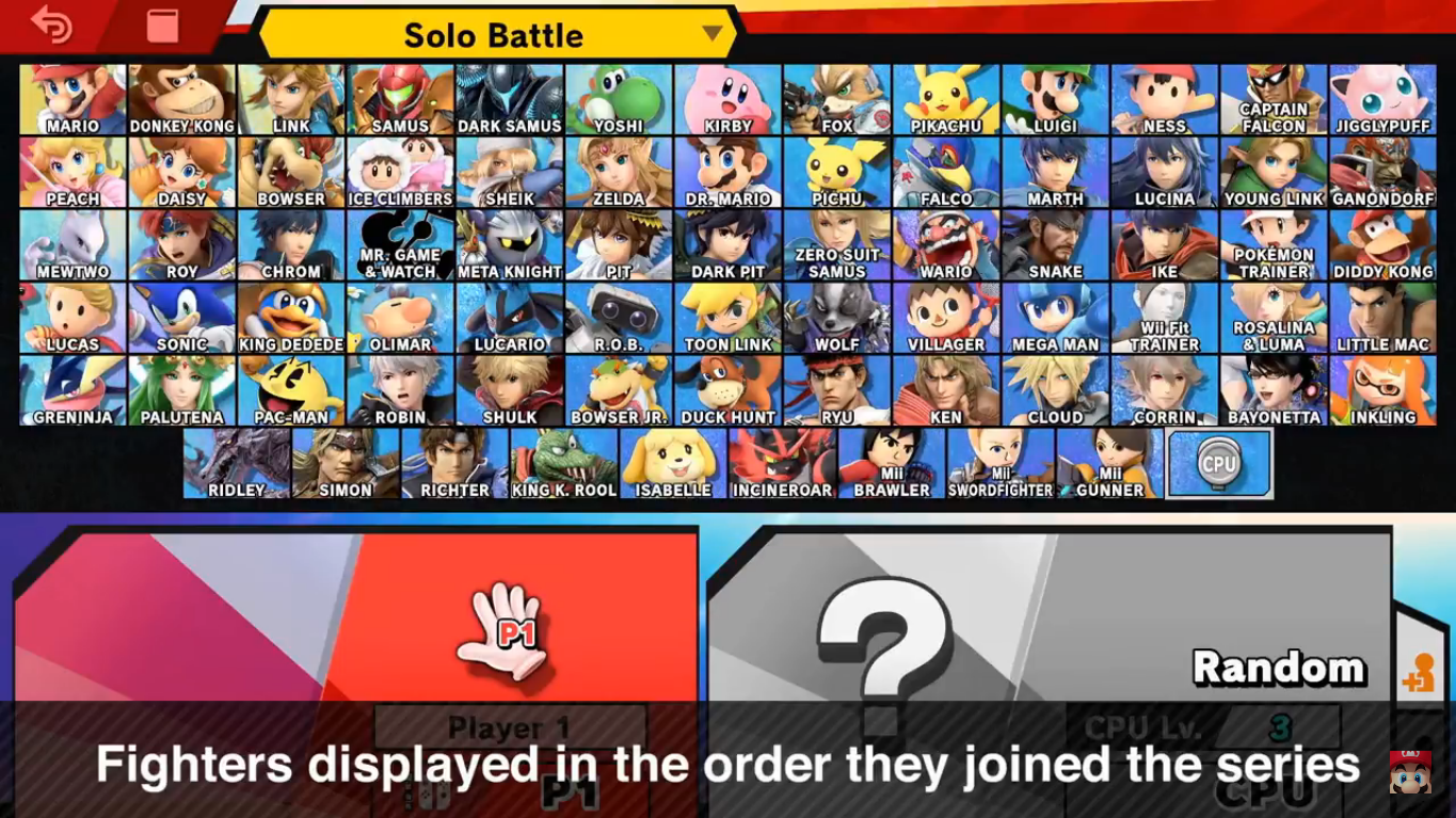 tous personnages Super Smash Bros Ultimate