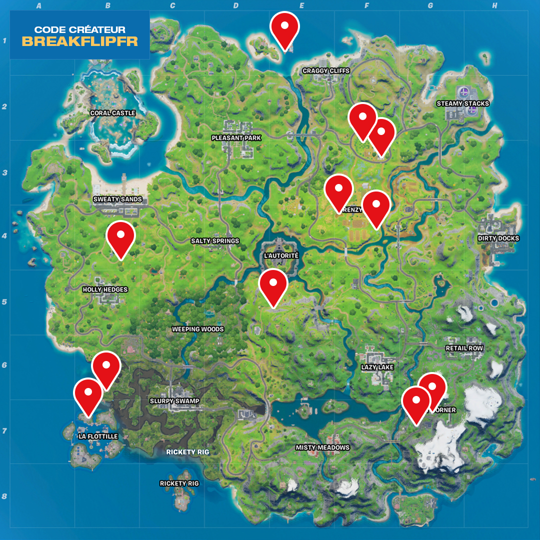 Emplacement des pommes dans Fortnite