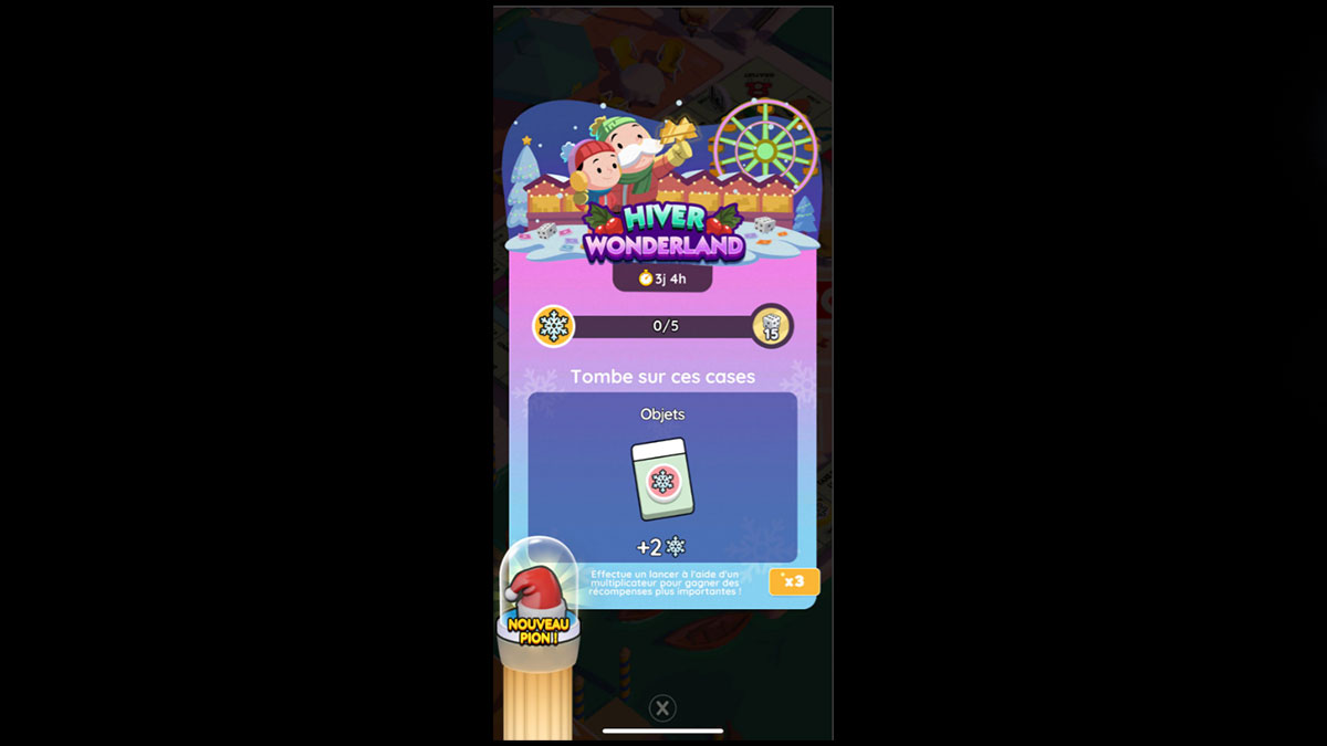 Hiver Wonderland Monopoly GO, paliers, et durée pour l