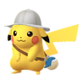 Pikachu Explorateur shiny dans les Heures de Pokémon Vedette de décembre sur Pokémon GO