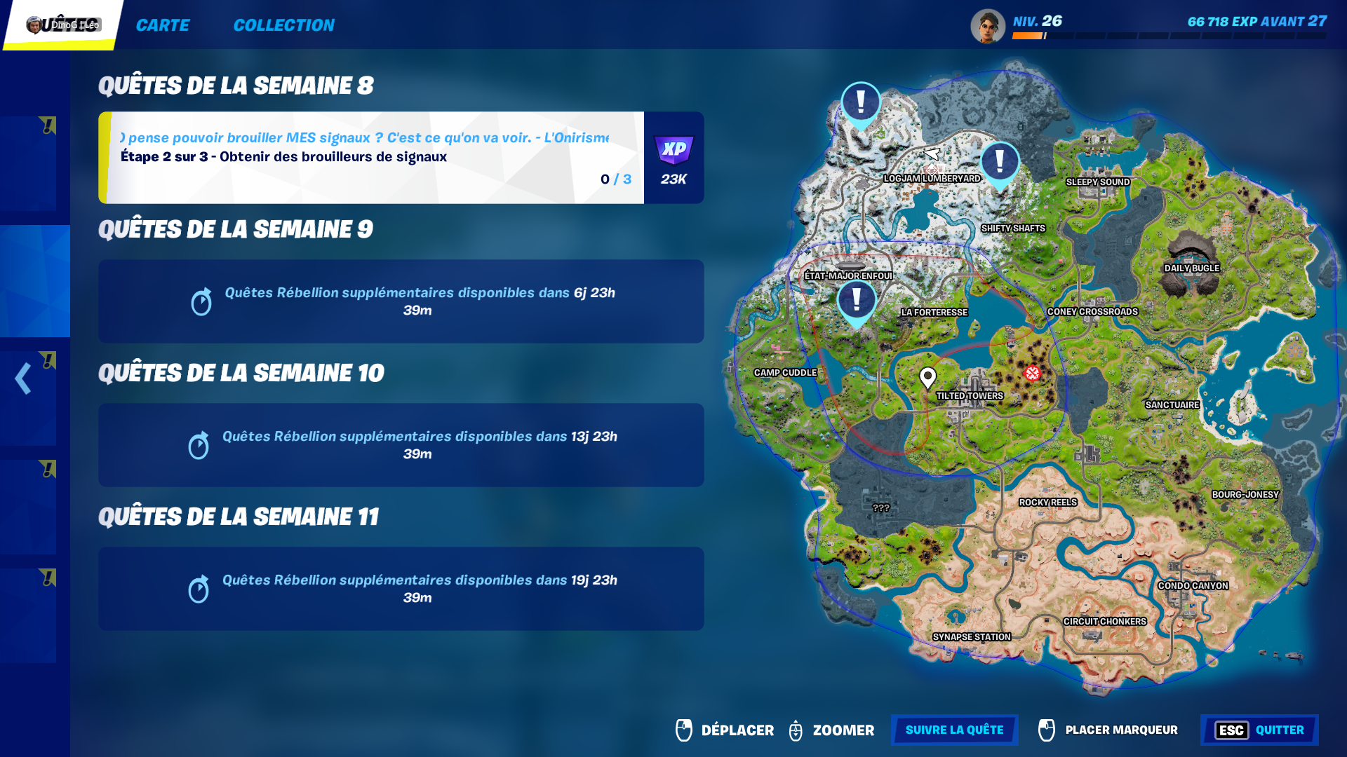 Obtenir des brouilleurs de signaux Fortnite, défi semaine 8 saison 2