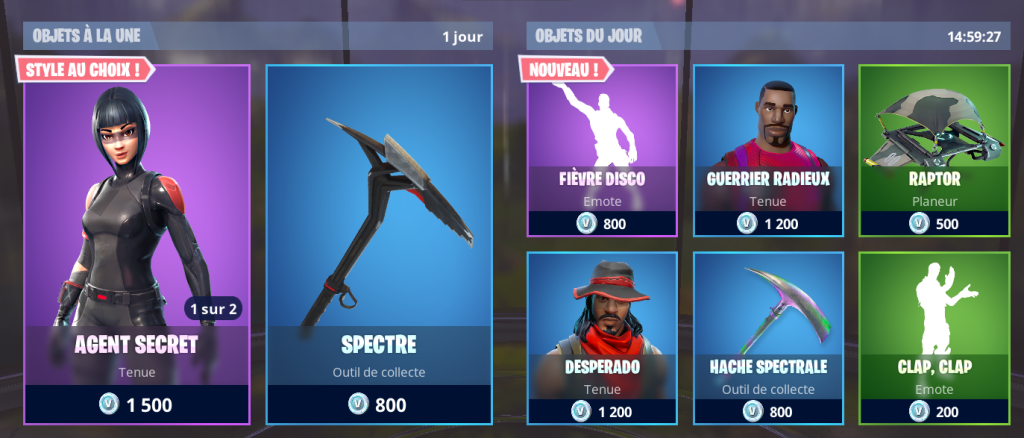 Boutique Fortnite 31 mars