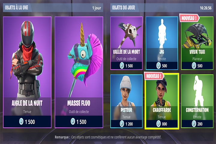 Boutique Fortnite 3 avril
