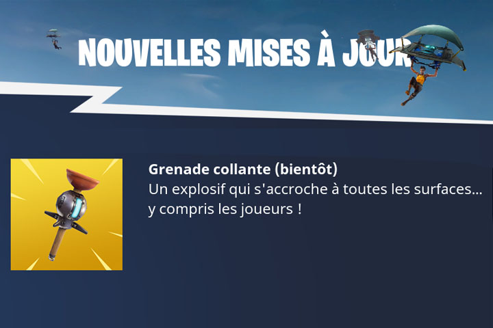 Fortnite : Grenade collante, nouvel objet