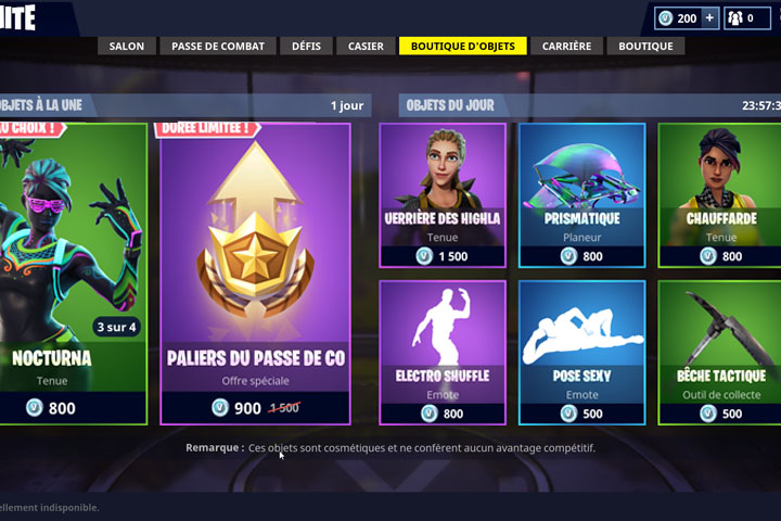 Boutique Fortnite 5 juin