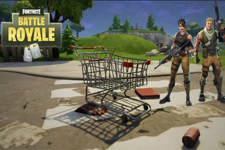 Fortnite : Île de départ, s’y rendre avec un chariot de supermarché