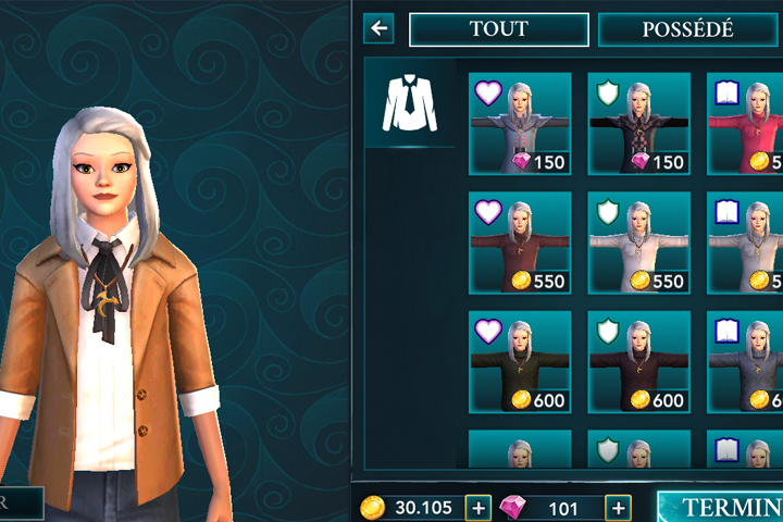Harry Potter Hogwarts Mystery : Bonus de caractéristique sur les vêtements, patch 1.7.0