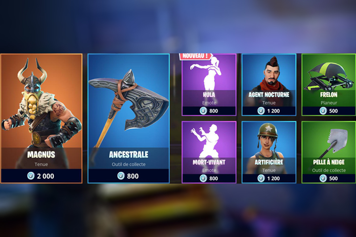 Boutique Fortnite 16 juillet
