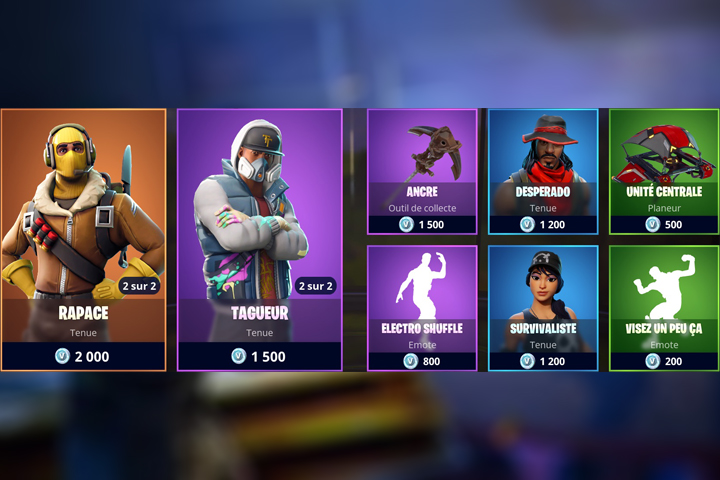 Boutique Fortnite 18 juillet