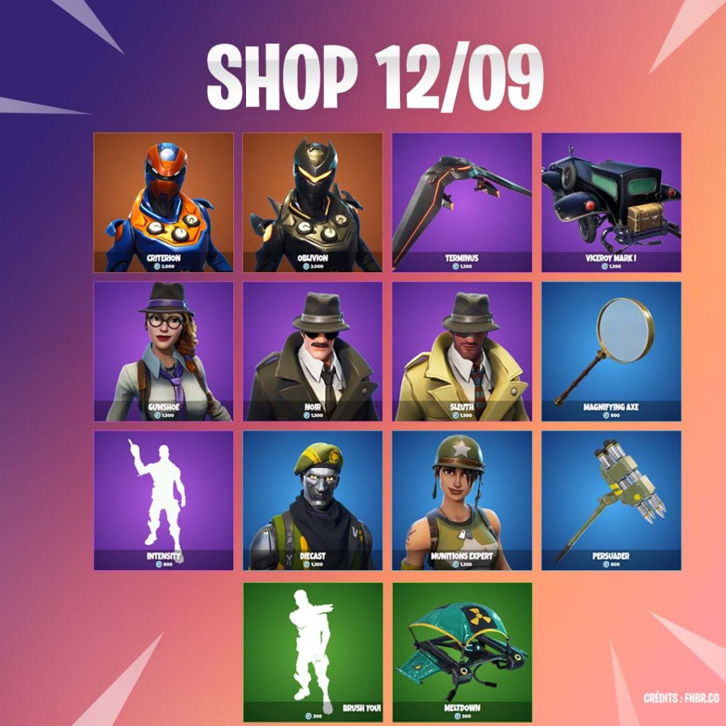 Boutique Fortnite 12 septembre