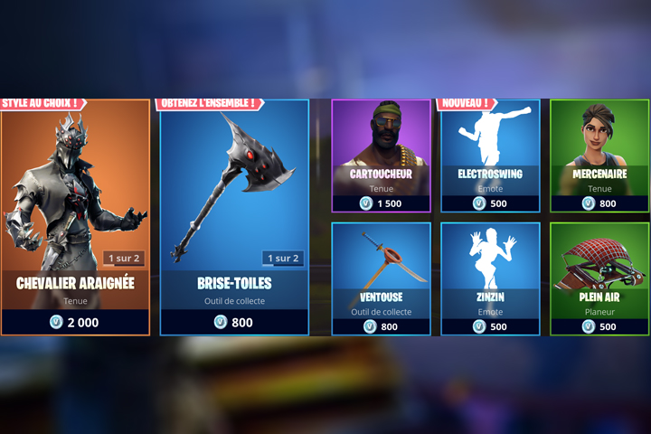 Boutique Fortnite 22 octobre