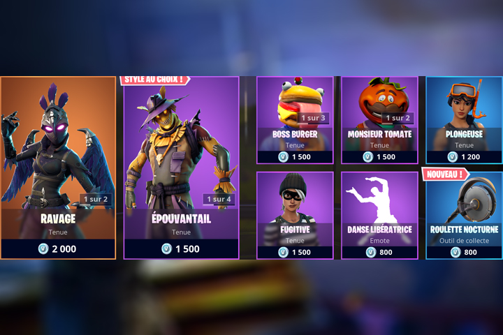 Boutique Fortnite 15 novembre