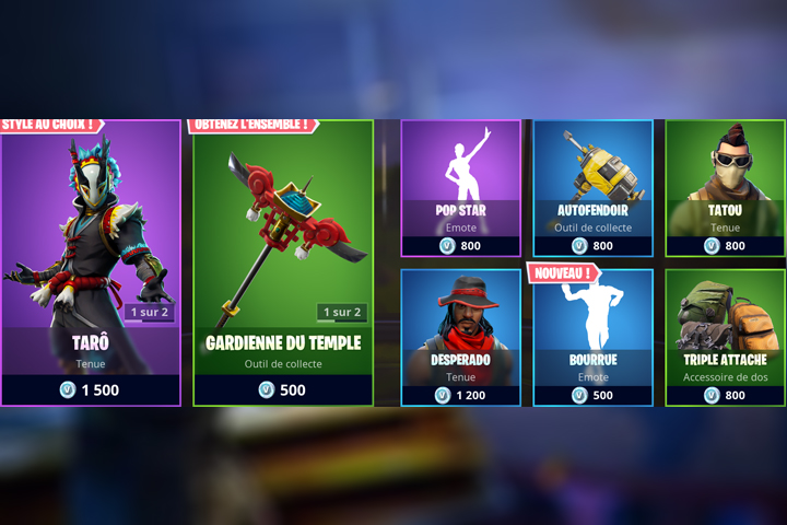 Boutique Fortnite 26 novembre