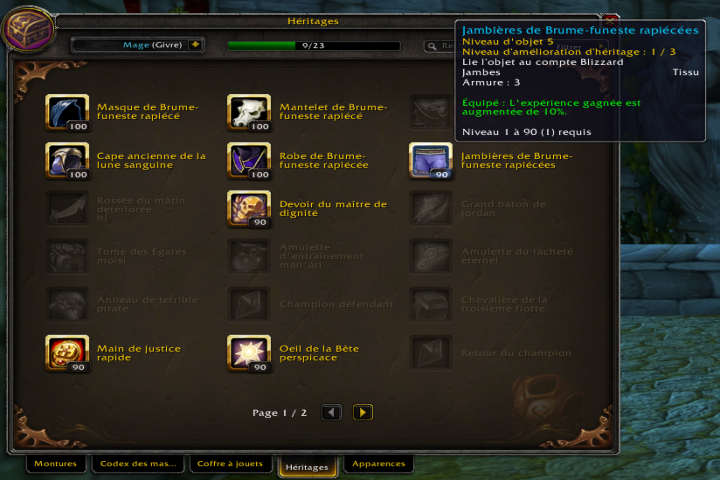 WoW : Équipement héritage, infos et présentation