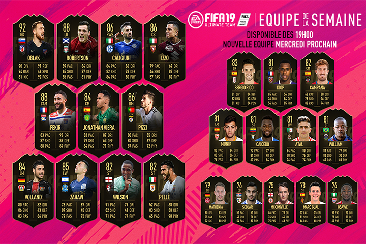 FIFA 19 : TOTW, l’équipe de la semaine 33 – FUT