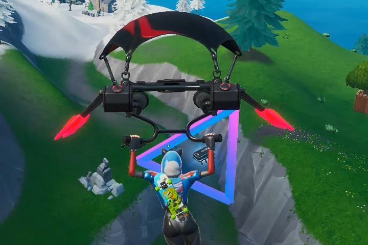 Fortnite : Puce 89 Décryptage, Traverser les anneaux à l’est de Snobby Shores avec le planeur Agresseur écarlate, Défi