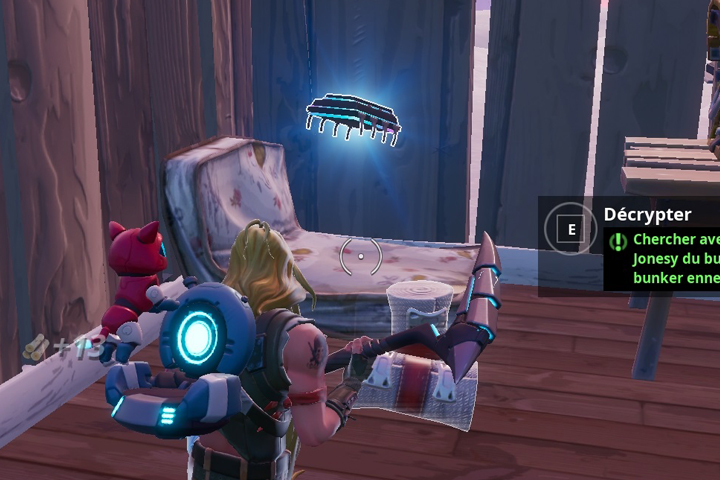 Fortnite : Puce 26 Décryptage, Chercher avec la tenue Jonesy du Bunker près d’un bunker enneigé, Défi