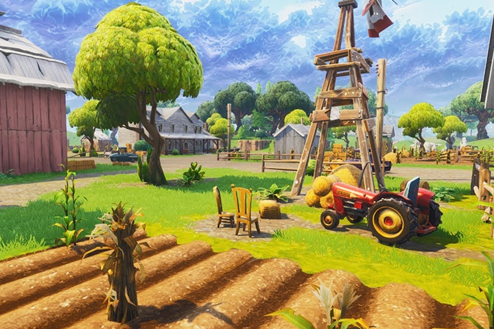 Fortnite : Terminer le parcours de chute libre au-dessus de Fatal Fields après avoir sauté du bus de combat, Défis Dans le Mille, Saison 10, Semaine 9