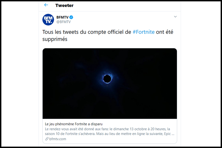 Fortnite : BFM TV parle du trou noir et du jeu qui ne se lance pas