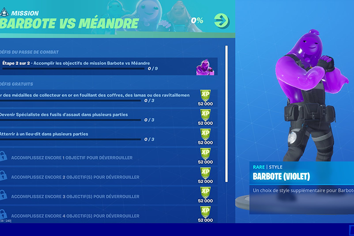 Fortnite : Défis Barbote vs Méandre, guides et astuces