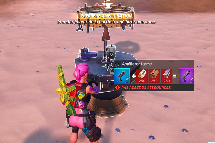 Fortnite : Utiliser un établi d’amélioration pour remplacer une arme par son équivalent, défi semaine  saison 2