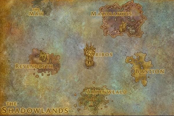 WoW Shadowlands : Carte du monde de l’Ombreterre, image et zones