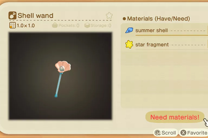 Baguette coquillage dans Animal Crossing : New Horizons