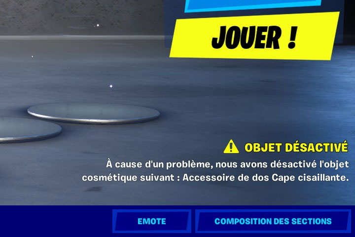 Cape cisaillante Fortnite, l’objet est désactivé jusqu’à la saison 3