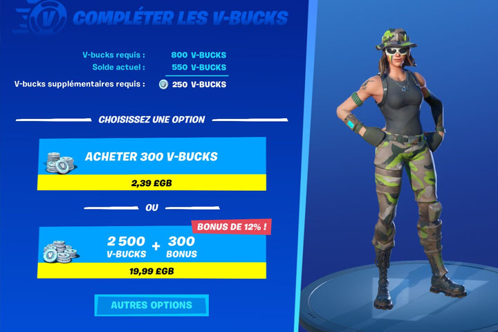 Fortnite : Compléter les v-bucks, une fonctionnalité pour recharger et acheter dans la boutique