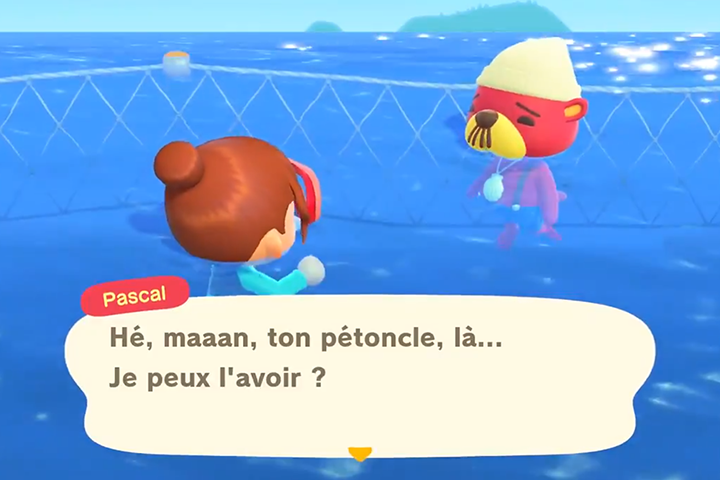 Pascal et les pétoncles dans Animal Crossing : New Horizons