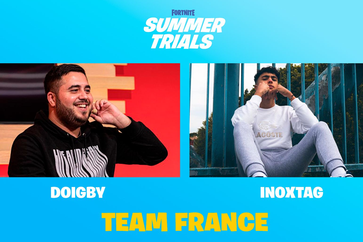Summer Trials sur Fortnite avec Doigby et Inoxtag pour représenter la France