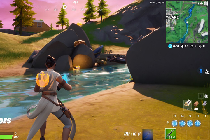 Fortnite : Obtenir de la pierre au Repos des rapides, défi semaine 7