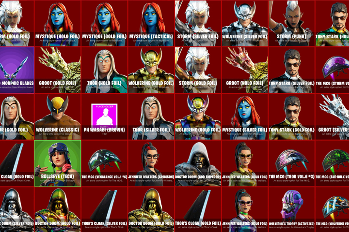 Skins saison 4 patch 14.00 sur Fortnite, fuite des skins Marvel