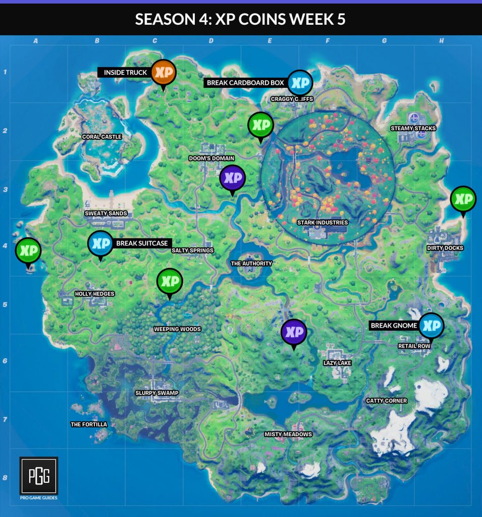 Fortnite : Pièces d’XP en semaine 8 saison 4, où se trouvent leurs emplacements pour gagner de l’expérience ?