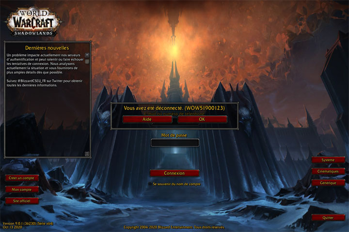 Wow 51900319 et 51900123, codes d’erreur sur World of Warcraft: Shadowlands