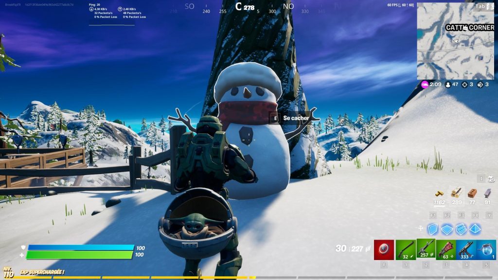 Fortnite : Se cacher dans un Neigionnaire furtif, défi noël saison 5