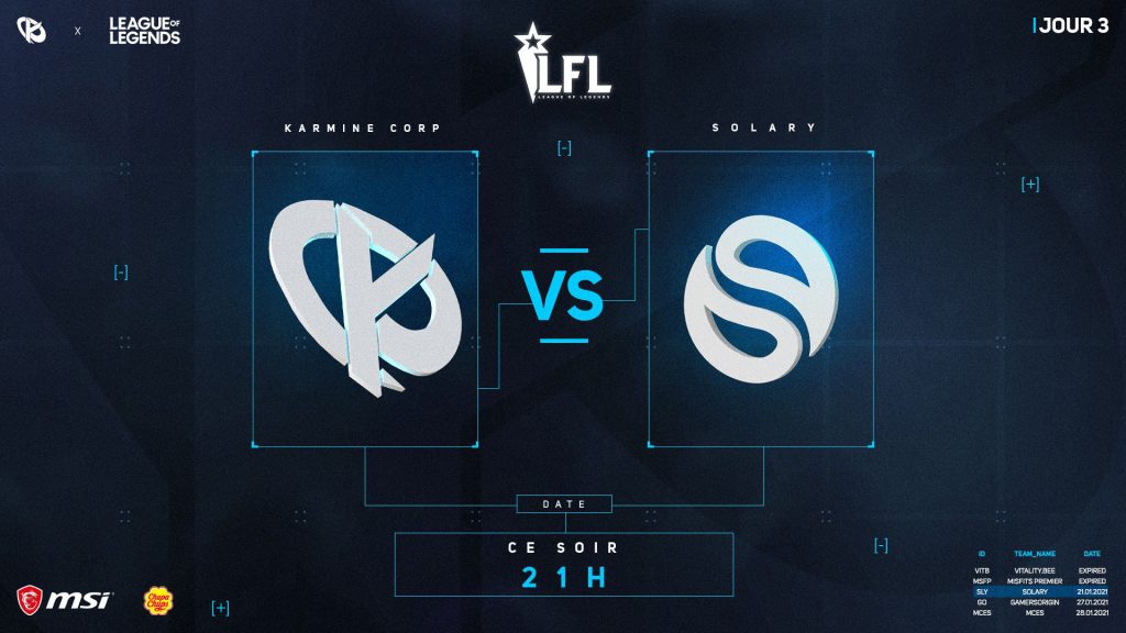 Solary vs Karmine Corp, à quelle heure regarder le match LFL ?