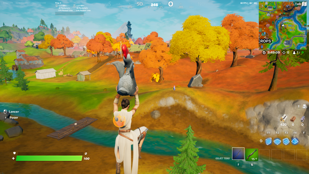 Planer avec une poule à Colossal Crops dans Fortnite, défis saison 6