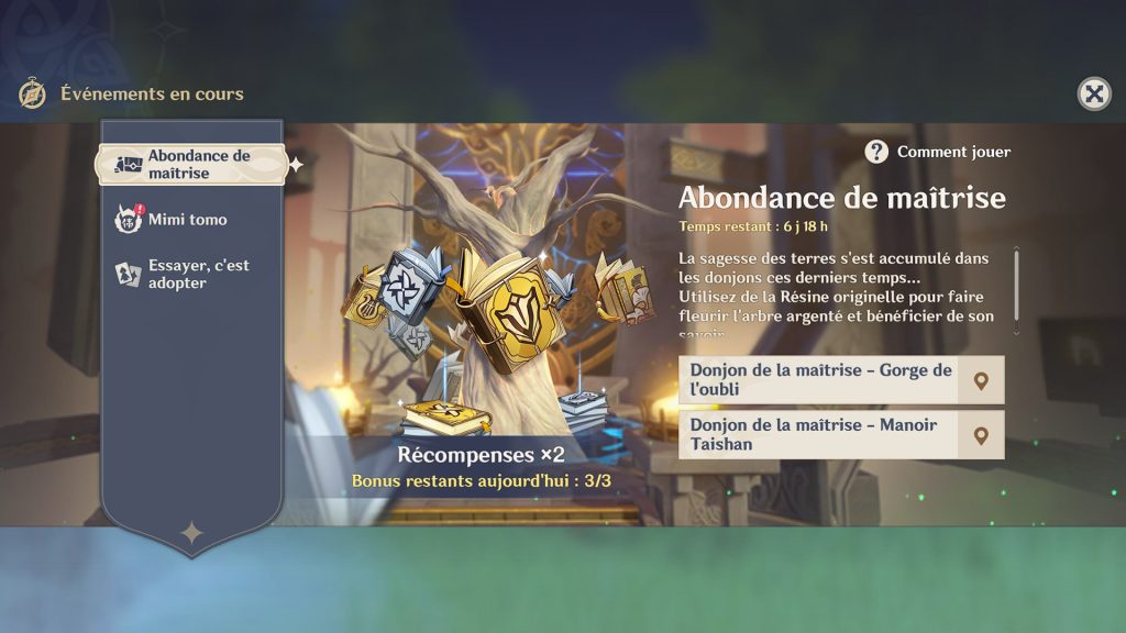 Abondance de maîtrise Genshin Impact, comment participer à l’événement ?