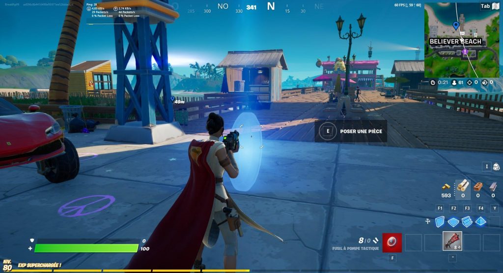 Placer des pièces sur la carte sur Fortnite, défi Free Guy