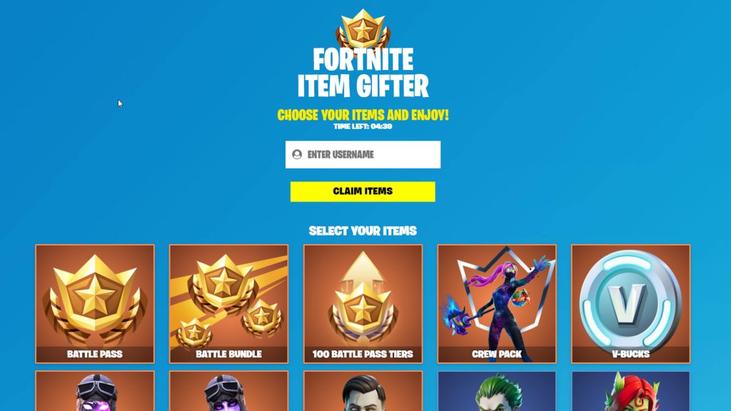 Fortnite Item Gifter, infos sur un site à éviter