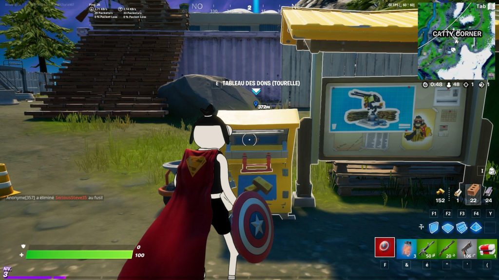 Faire des dons dans une boîte pour l’effort de guerre Fortnite, défi saison 8