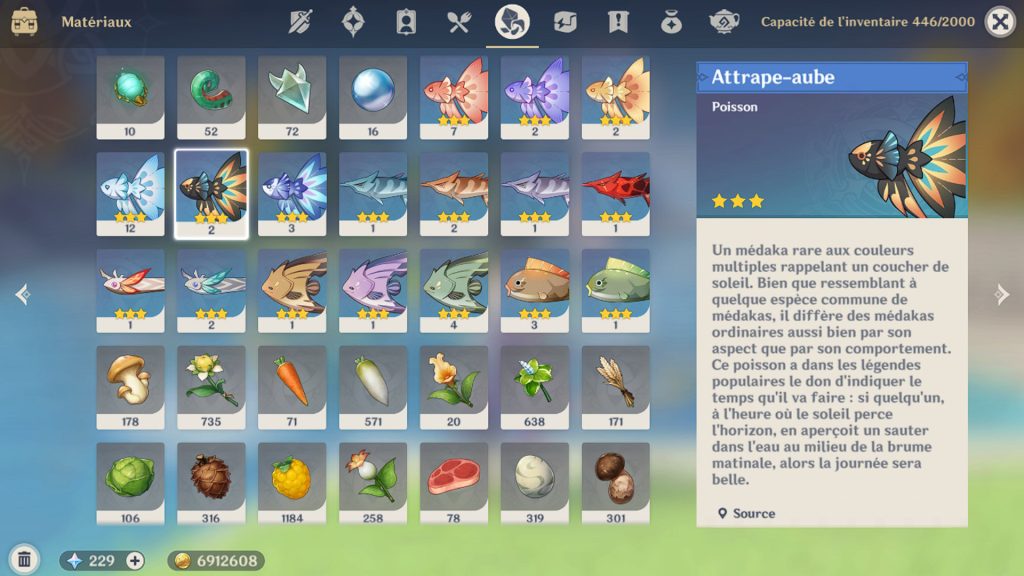 Attrape-aube Genshin Impact, où et comment le pêcher ?