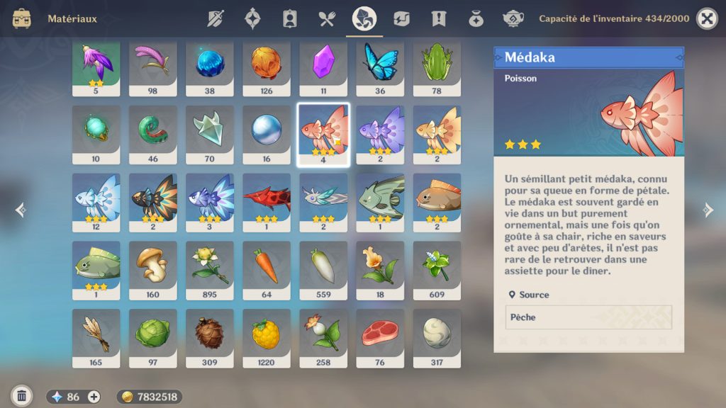 Médaka Genshin Impact, où et comment le pêcher ?