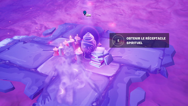 Utiliser une pierre d’ombre puis obtenir le réceptacle spirituel, défi Fortnite saison 8 de Jonesy Obscur